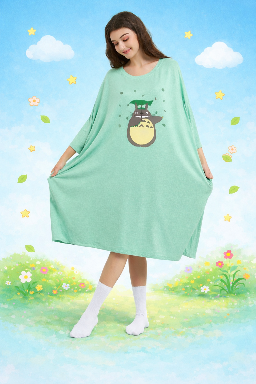 My Neighbor Totoro bamboo Sleep Oversized Tee