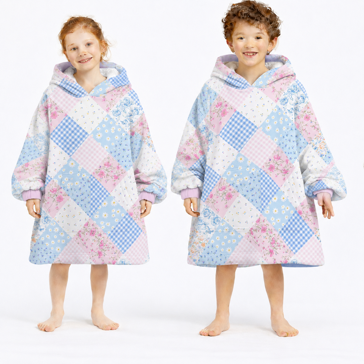 Floral Blossom Wearable Blanket Hoodie Oversized Sherpa for Adults & Kids | OLM Toys