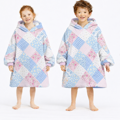Floral Blossom Wearable Blanket Hoodie Oversized Sherpa for Adults & Kids | OLM Toys