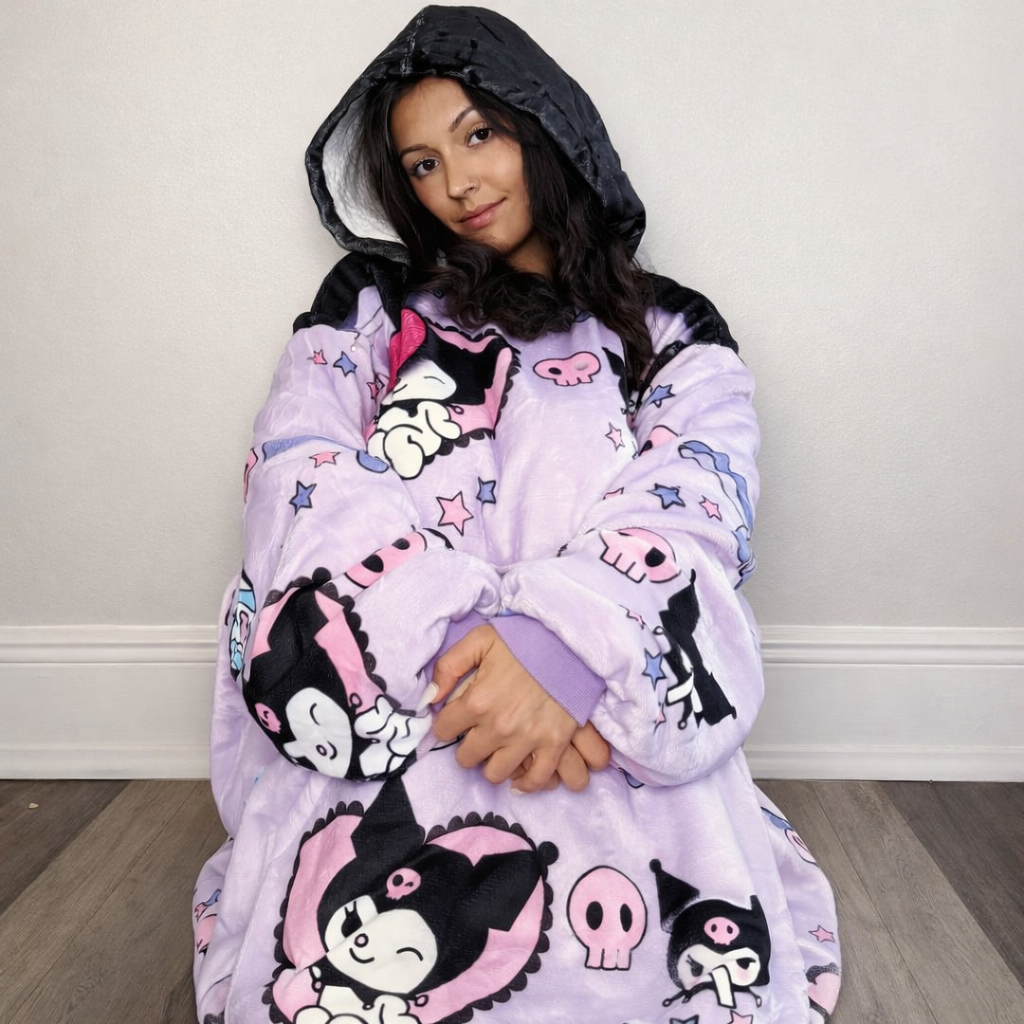 Kuromi Hello Kitty Wearable Blanket Hoodie for Kids & Adults | OLM Toys