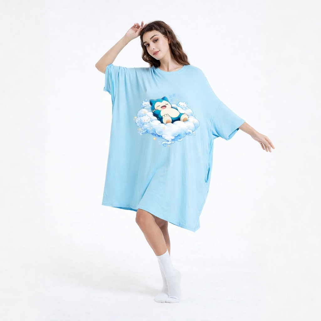 Snorlax Pokémon bamboo Oversized Sleep Tee