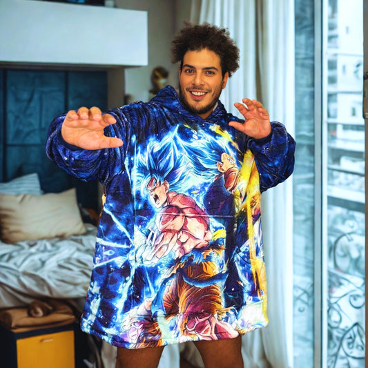ltra Instinct Vegeta & Goku Wearable Blanket Hoodie for Kids & Adults
