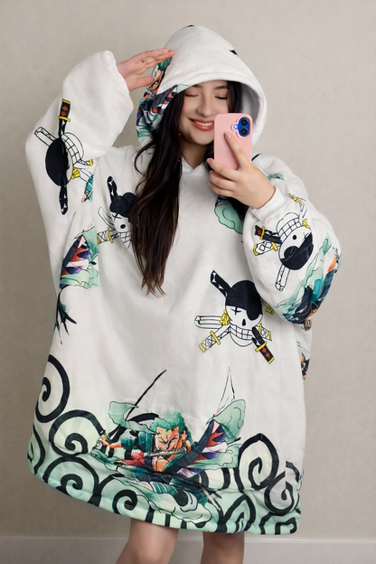 Zoro One Piece Wearable Blanket Hoodie for Kids & Adults | OLM