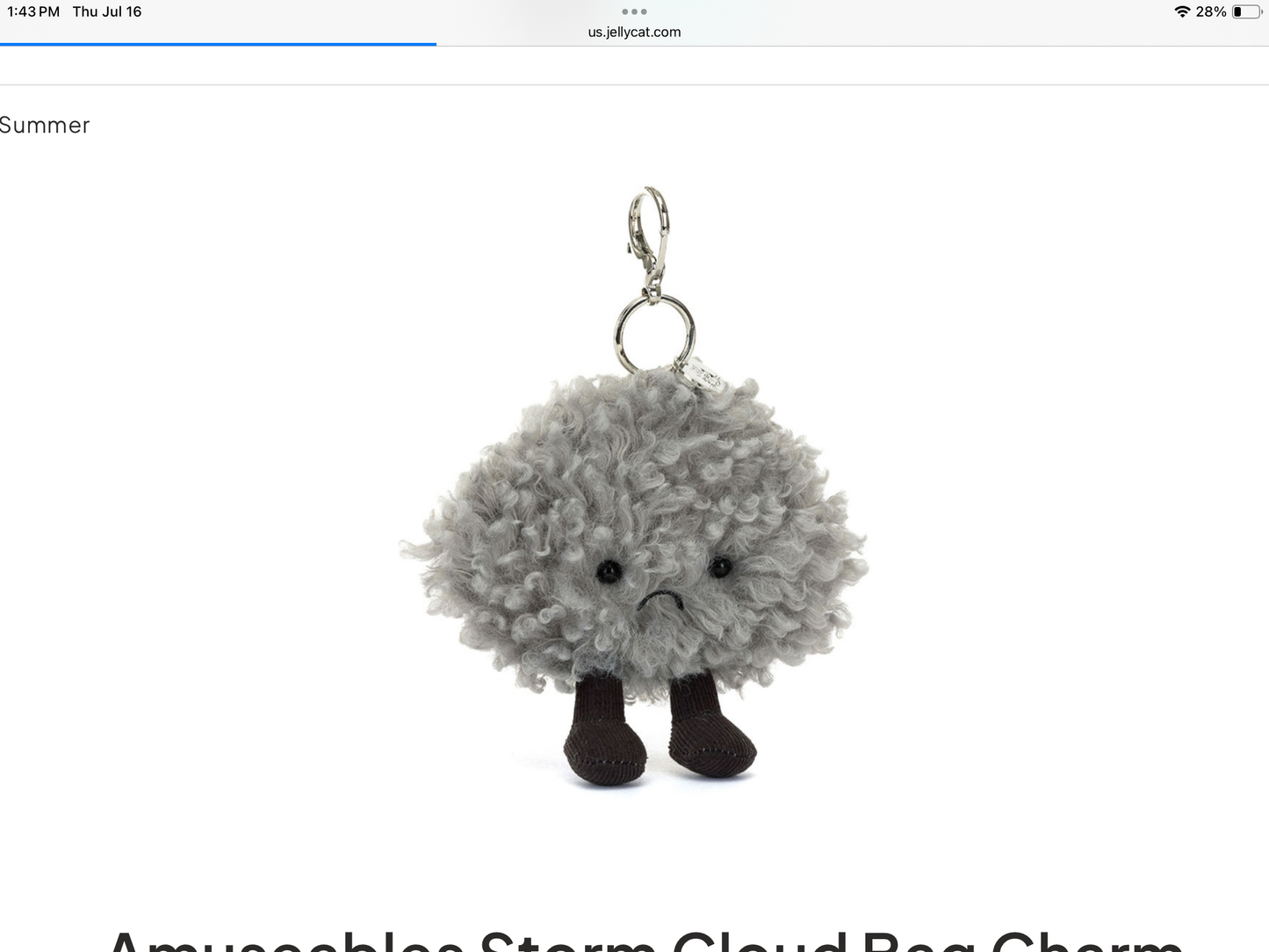 Amuseables Storm Cloud Bag Charm