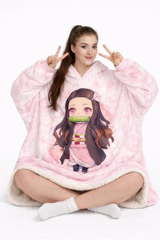 Nezuko Kamado Demon Slayer Wearable Blanket Hoodie for Kids & Adults | OLM Toys