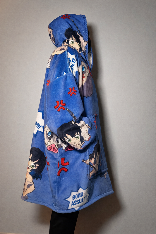 inosuke demon slayer oversized wearable blanket-hoodie  for kids and adults - olmtoys