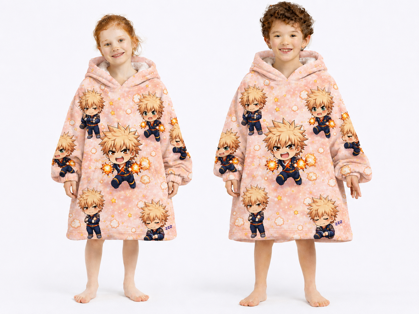 Bakugo Anime Wearable Blanket Hoodie Oversized Sherpa Fleece for Adults & Kids – My Hero Academia  | OLM Toys