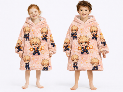 Bakugo Anime Wearable Blanket Hoodie Oversized Sherpa Fleece for Adults & Kids – My Hero Academia  | OLM Toys