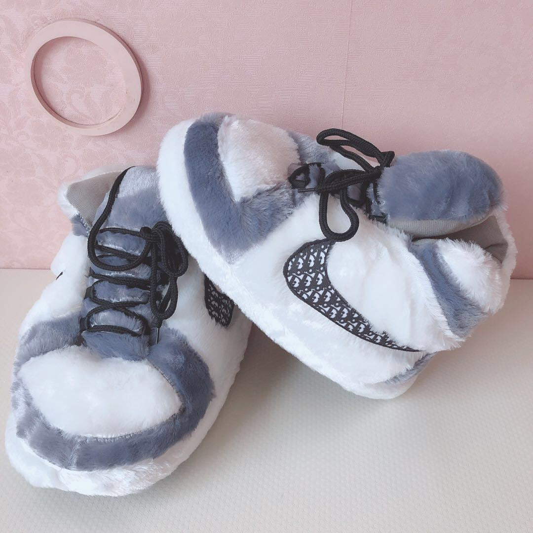 Sneaker Slippers  Gray Jordan 1 Dior