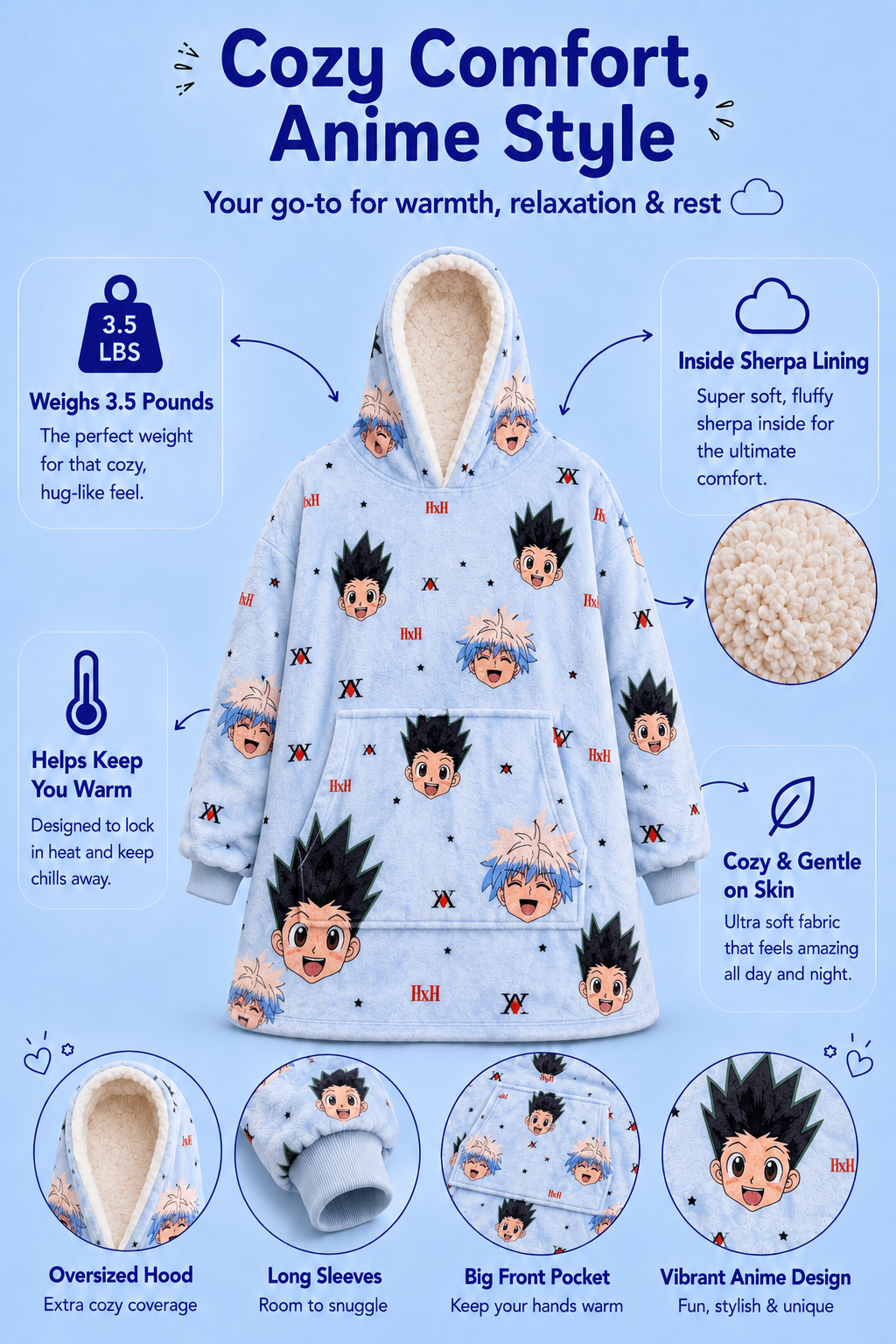 Hunter x hunter blanket hoodie