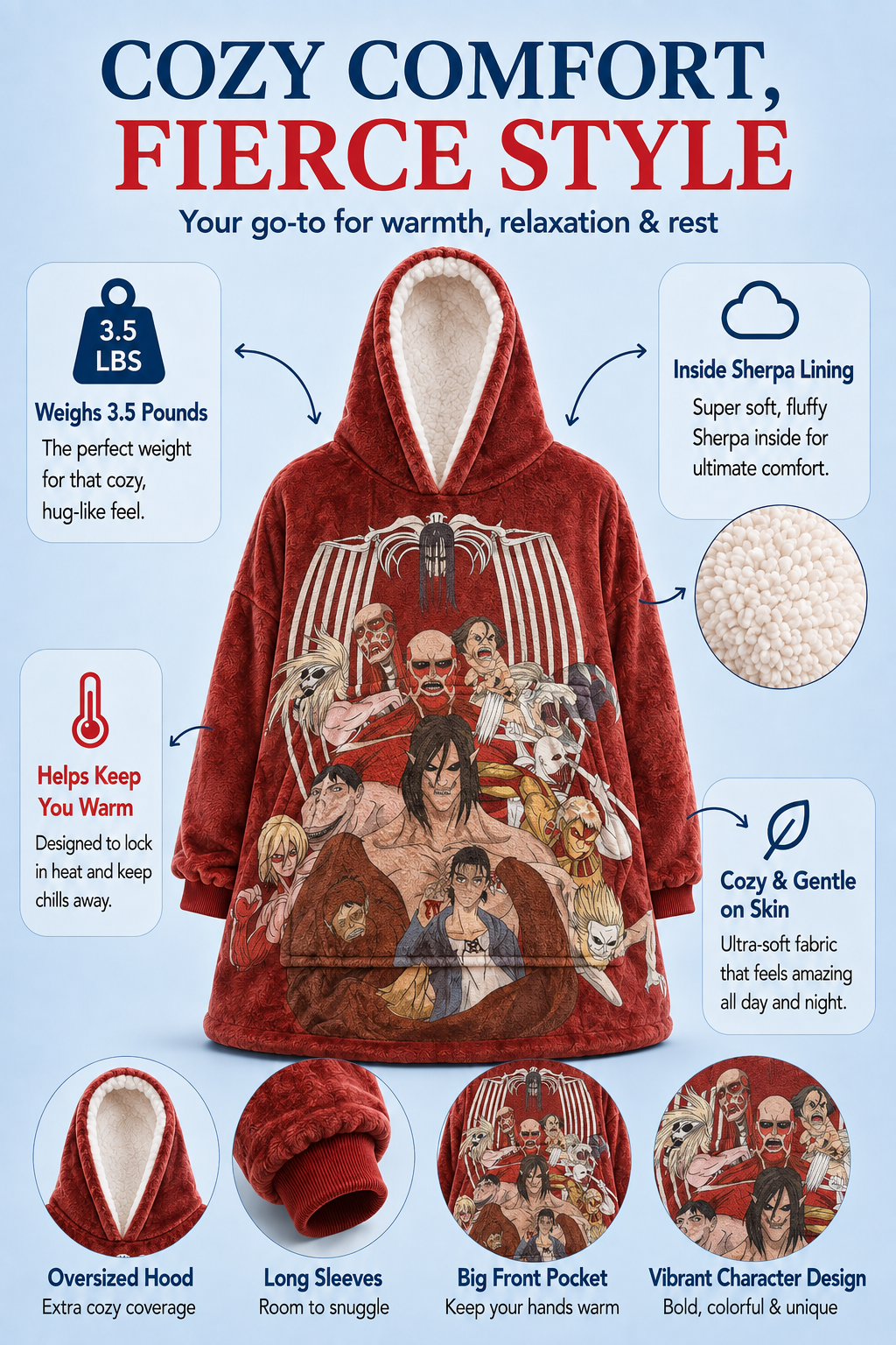 Attack on titan blanket hoodie