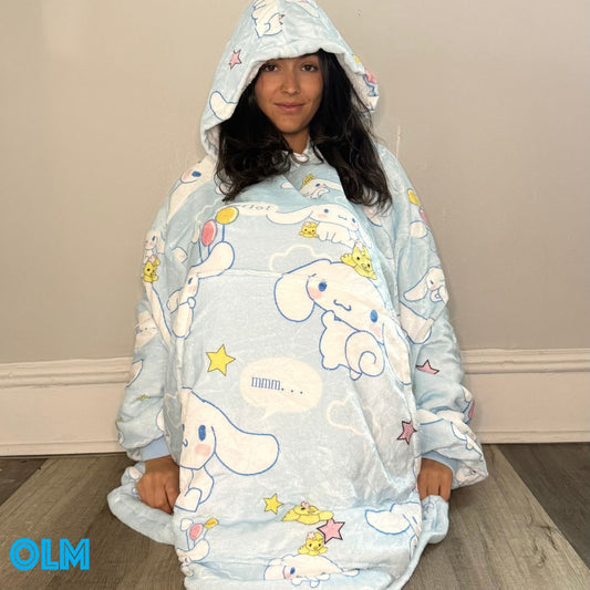 Anime Blanket Hoodie oversize snuggle Sherpa Cinnamoroll from hello kitty unisex adults and kids - Olm collectibles