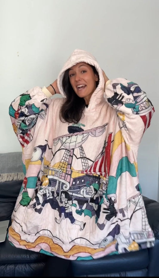 Anime Blanket Hoodie oversize snuggle Sherpa Luffy ,zoro going marry - Olm collectibles