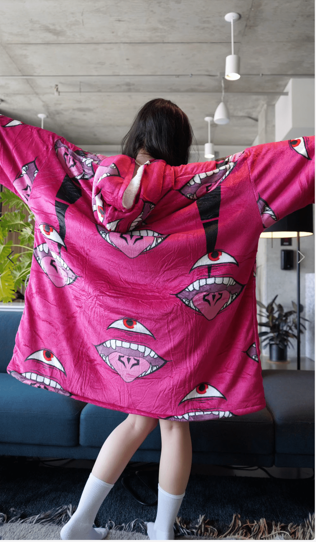 Anime Blanket Hoodie oversize snuggle Sherpa Ryomen Sukuna Jujutsu Kaisen - Olm collectibles