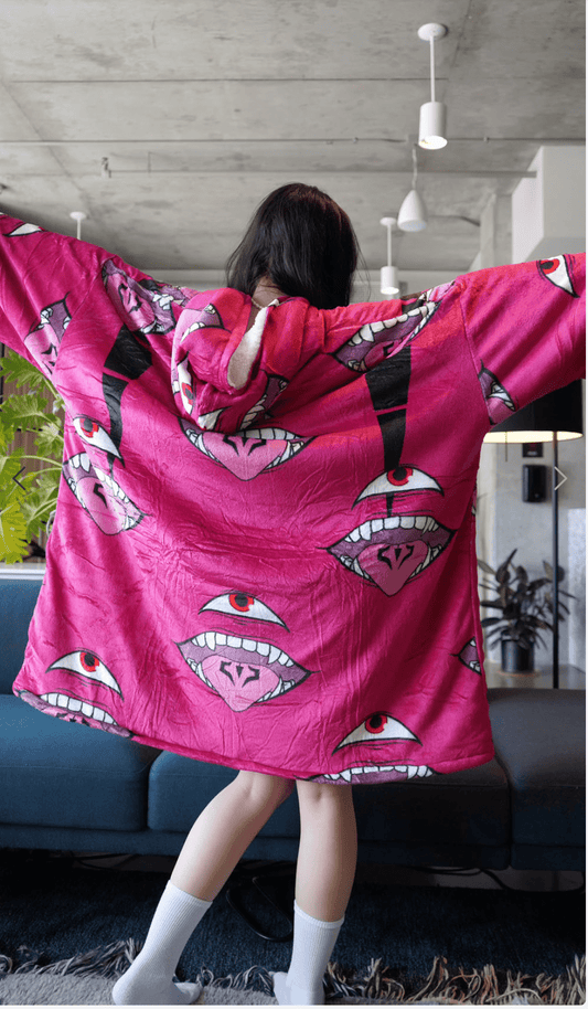 Anime Blanket Hoodie oversize snuggle Sherpa Ryomen Sukuna Jujutsu Kaisen - Olm collectibles