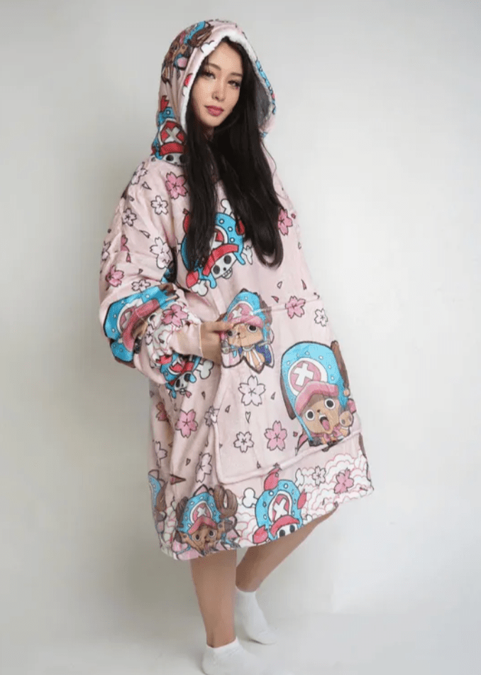 Anime wearable Blanket Hoodie oversize snuggle Sherpa Tony Chopper One Piece unisex adults and kids - Olm collectibles