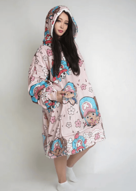 Anime wearable Blanket Hoodie oversize snuggle Sherpa Tony Chopper One Piece unisex adults and kids - Olm collectibles