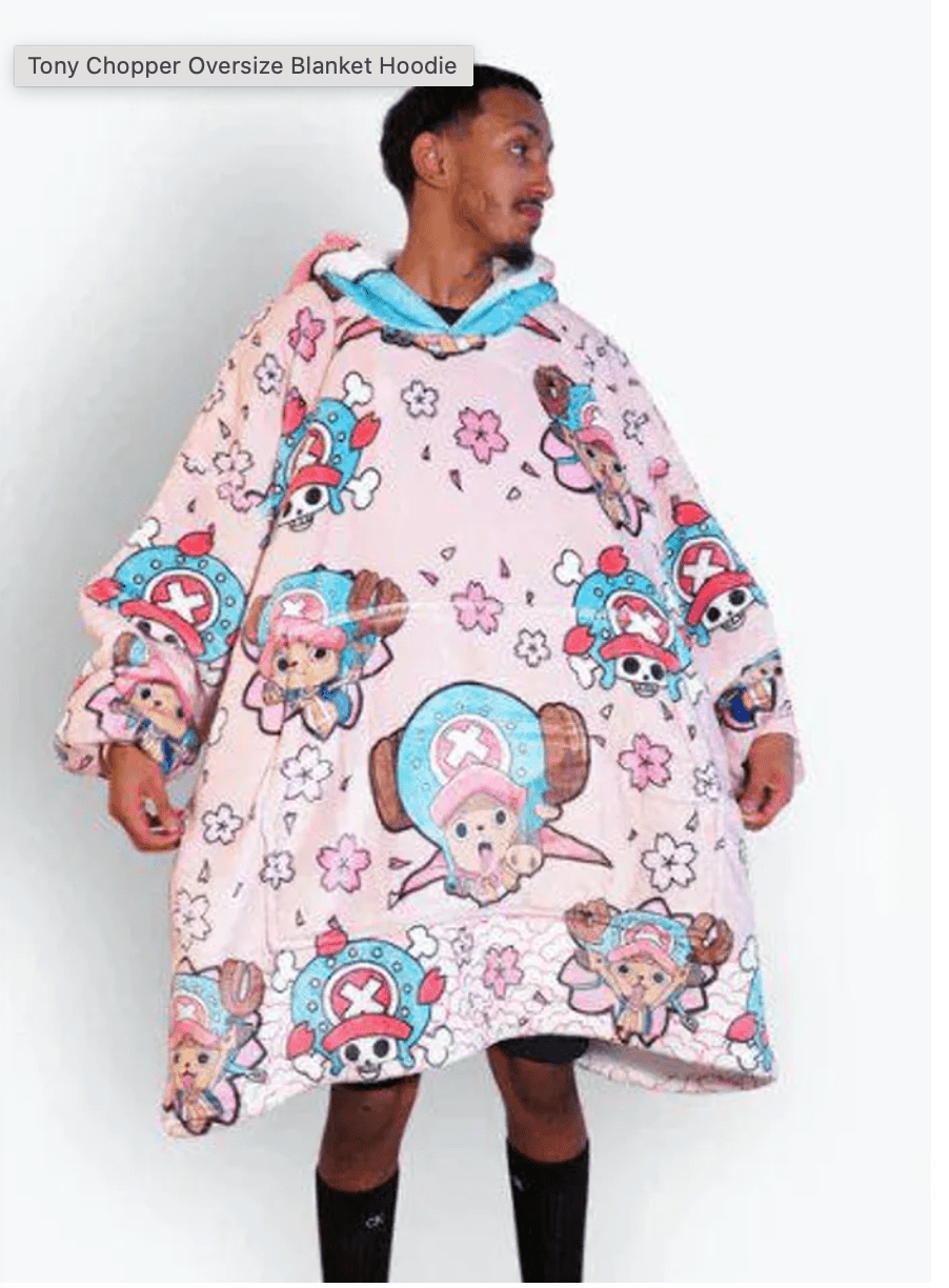 Anime wearable Blanket Hoodie oversize snuggle Sherpa Tony Chopper One Piece unisex adults and kids - Olm collectibles