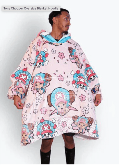 Anime wearable Blanket Hoodie oversize snuggle Sherpa Tony Chopper One Piece unisex adults and kids - Olm collectibles