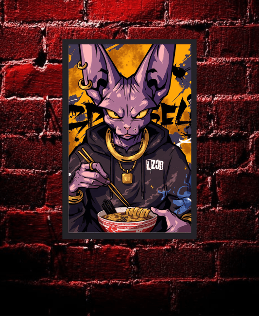 beerus ,dragon bal AnimePoster, 12x16 Inch, Glossy Shine framed - Olm collectibles