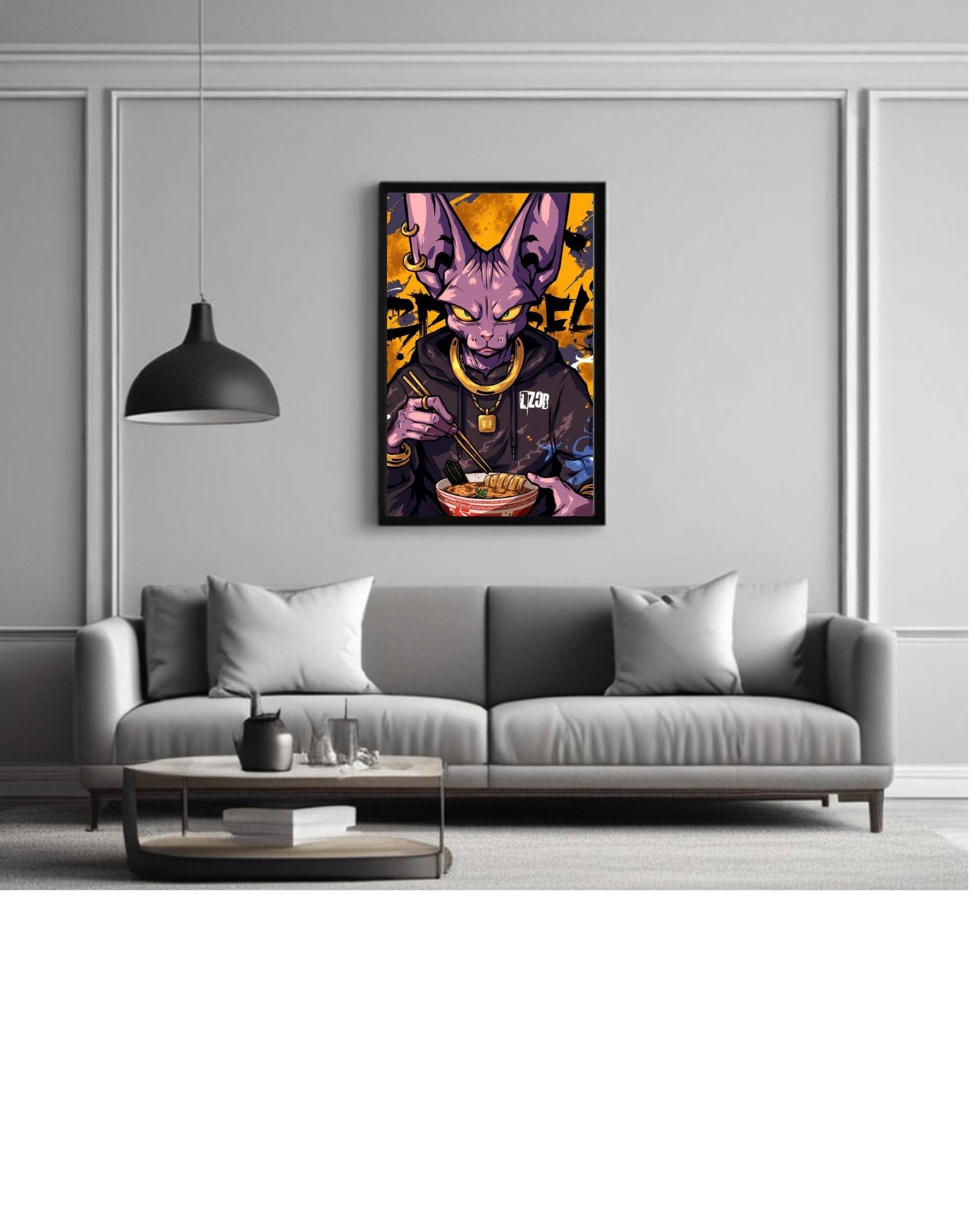 beerus ,dragon bal AnimePoster, 12x16 Inch, Glossy Shine framed - Olm collectibles