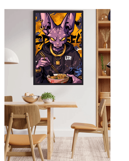 beerus ,dragon bal AnimePoster, 12x16 Inch, Glossy Shine framed - Olm collectibles