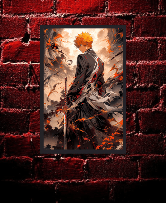 Bleach,ichigo Kurosawa , Anime Poster , 12x16 Inch, Glossy Shine framed - Olm collectibles