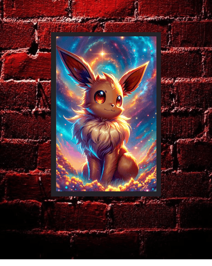 Eevee,Pokémon , Anime Poster - 12x16 Inch, Glossy Shine framed - Olm collectibles