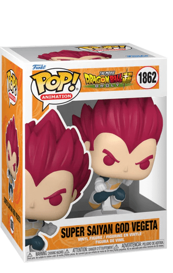 Funko POP! 1862 Super Saiyan God Vegeta (on Action Stand) + Pop Protector: Dragon Ball Super Broly Movie Pop! Animation Vinyl Figure - Olm collectibles