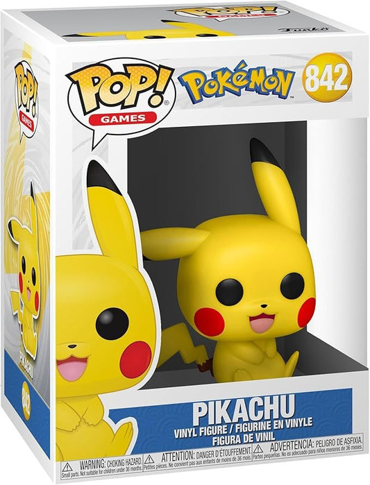 Funko POP Pop! Games: Pokemon - 842 Pikachu (Sitting), 3.75 inches Multicolor 56307 - Olm collectibles