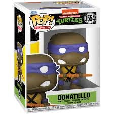 Funko TMNT 1554 Donatello with Wooden Weapons + Pop Protector: Teenage Mutant Ninja Turtles Cartoon Pop TV Vinyl Figure - Olm collectibles
