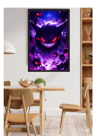 Gengar,Pokémon , Anime Poster , 12x16 Inch, Glossy Shine framed - Olm collectibles