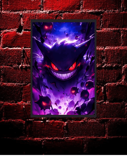 Gengar,Pokémon , Anime Poster , 12x16 Inch, Glossy Shine framed - Olm collectibles