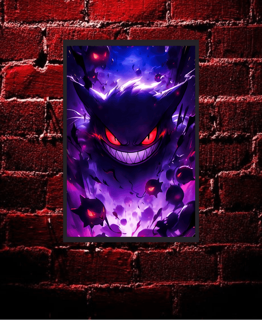 Gengar,Pokémon , Anime Poster , 12x16 Inch, Glossy Shine framed - Olm collectibles