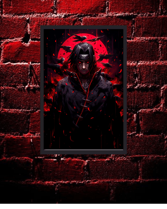 Itachi uchiha ,naurto , Anime Poster , 12x16 Inch, Glossy Shine framed - Olm collectibles
