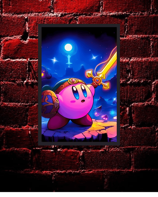 Kirby Anime Poster - 12x16 Inch, Glossy Shine Framed - Olm collectibles