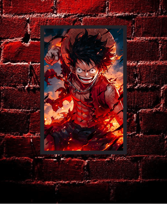 Luffy ,one piece ,king of the pirates Anime Poster 12x16 Inch, Glossy Shine framed - Olm collectibles