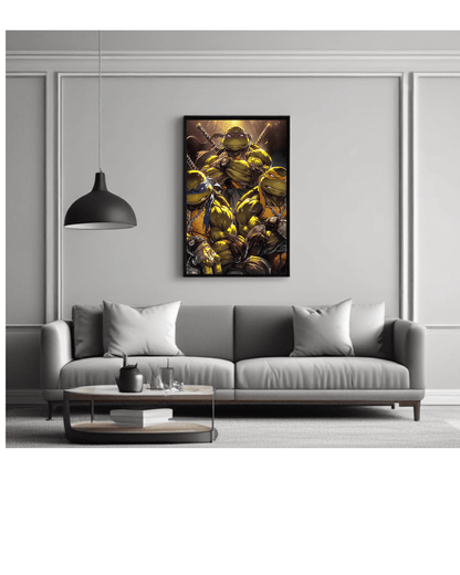 ninja turtles, Poster - 12x16 Inch, Glossy Shine FRAMED - Olm collectibles