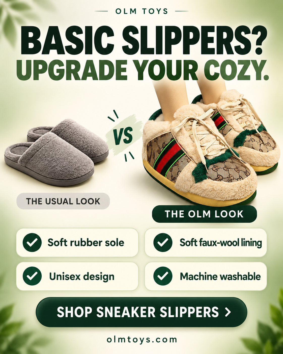 gucci inspired Sneaker Slippers - comparison static ad