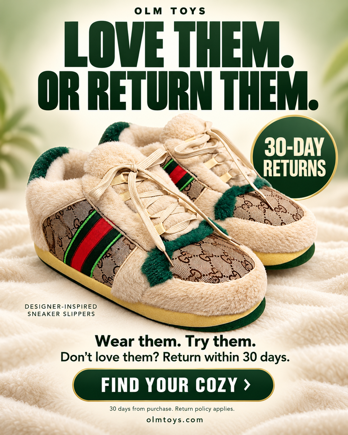 gucci inspired Sneaker Slippers - returns static ad