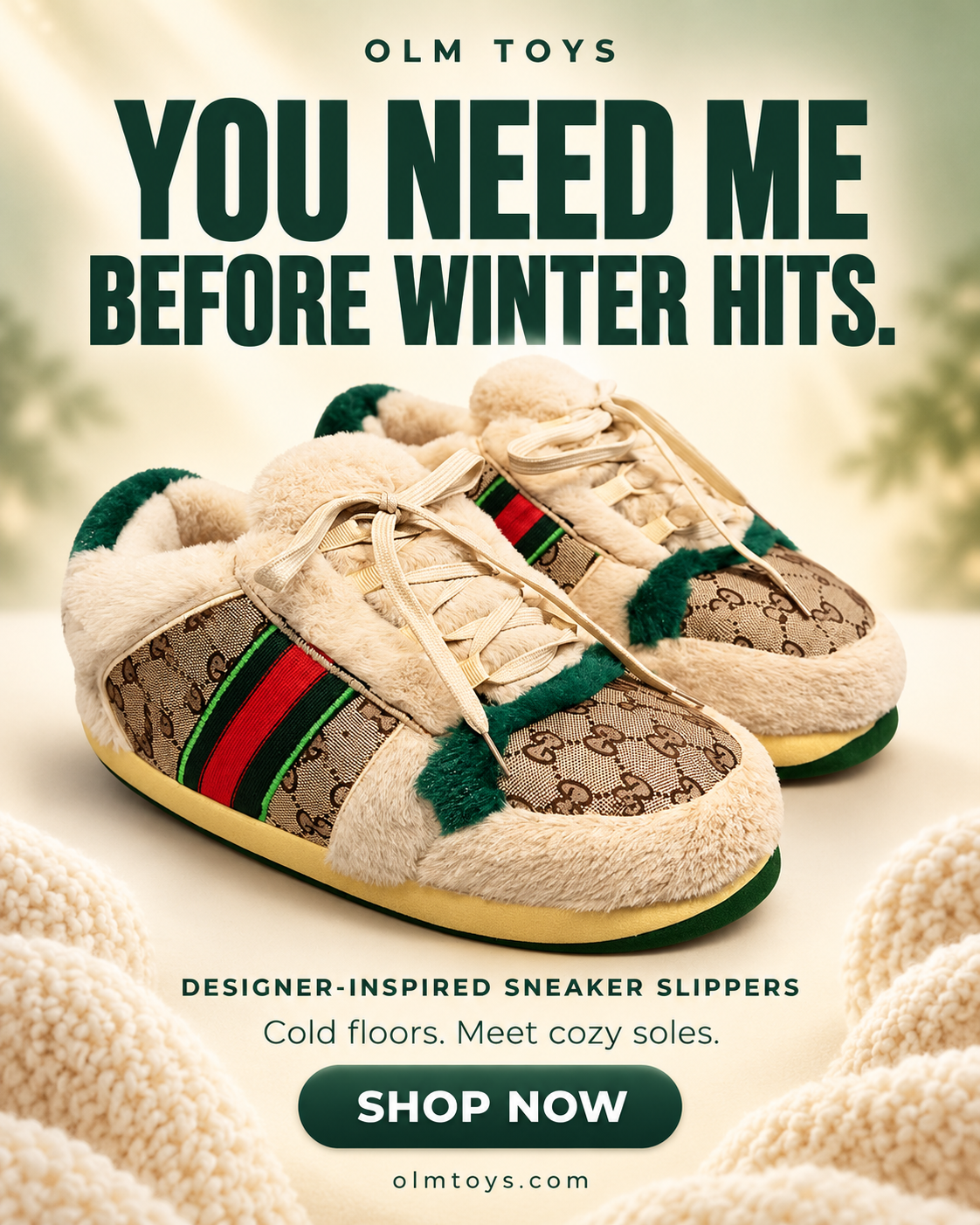 gucci inspired Sneaker Slippers - winter static ad