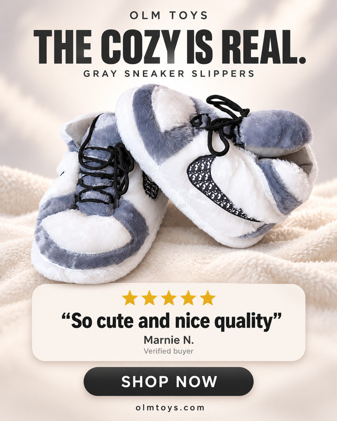Gray Sneaker Slippers - testimonial static ad