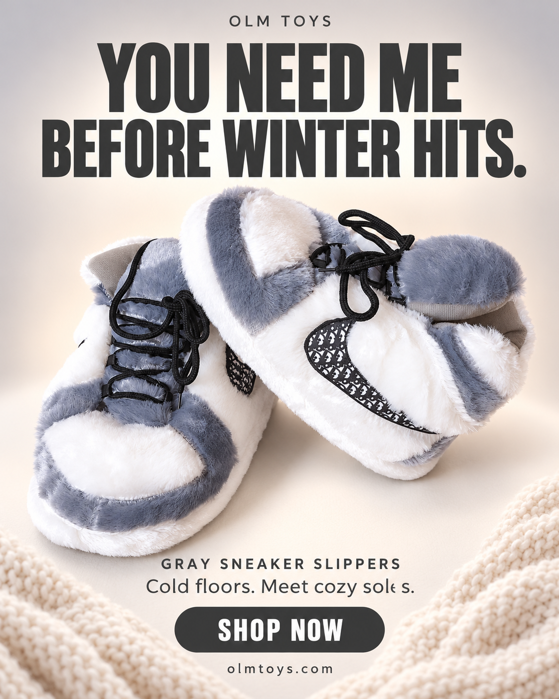Gray Sneaker Slippers - winter static ad