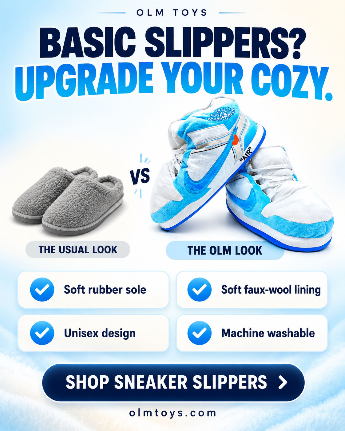 Off-White blue Sneaker Slippers - comparison static ad