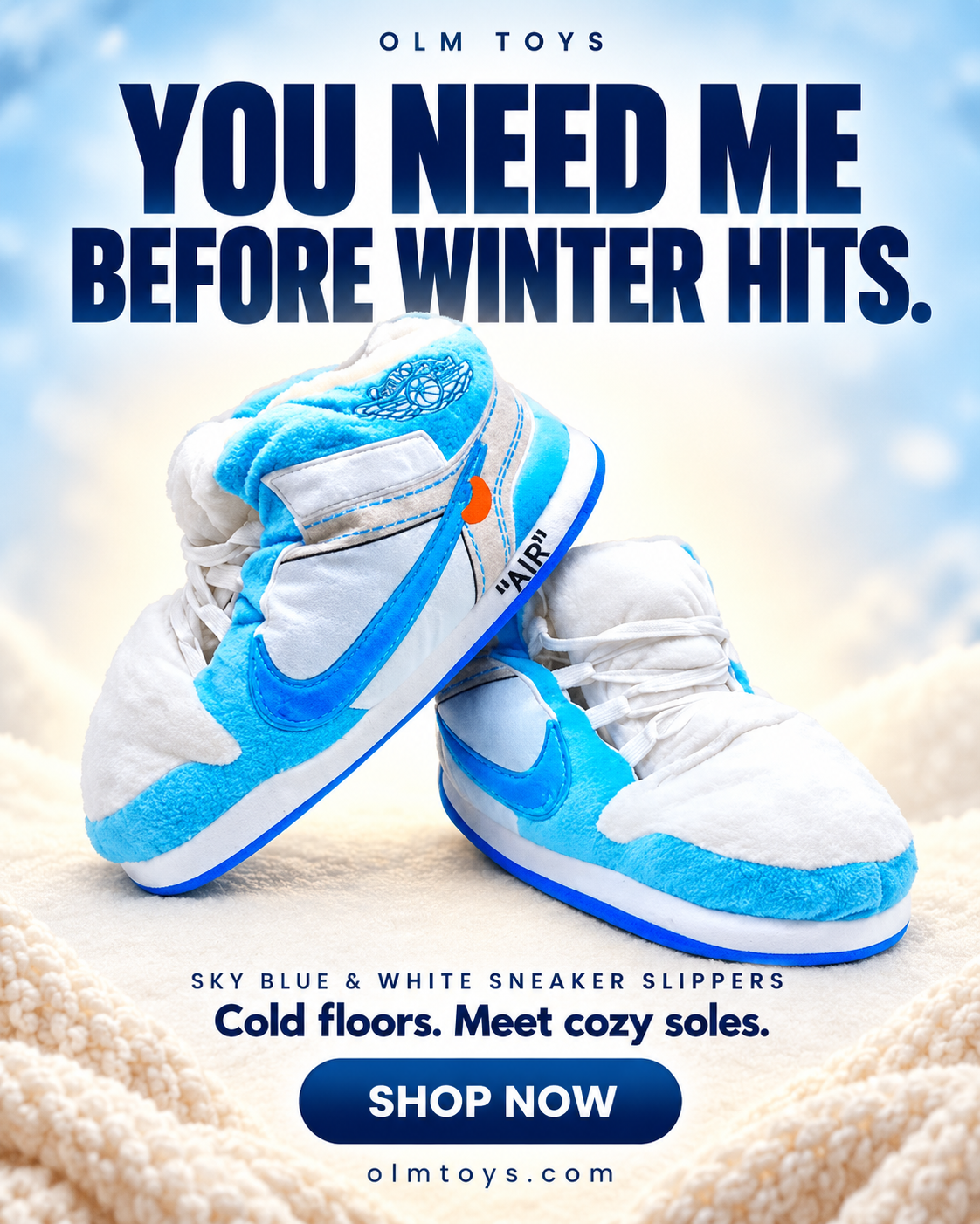 Off-White blue Sneaker Slippers - winter static ad