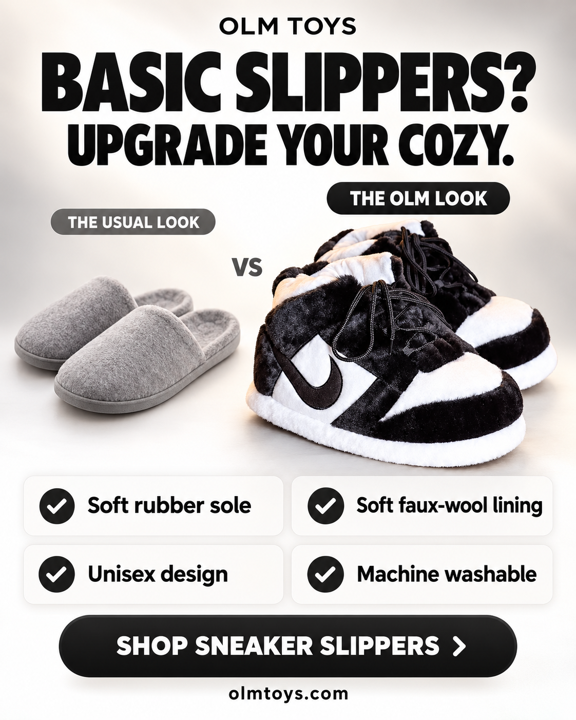 panda sneaker slippers - comparison static ad