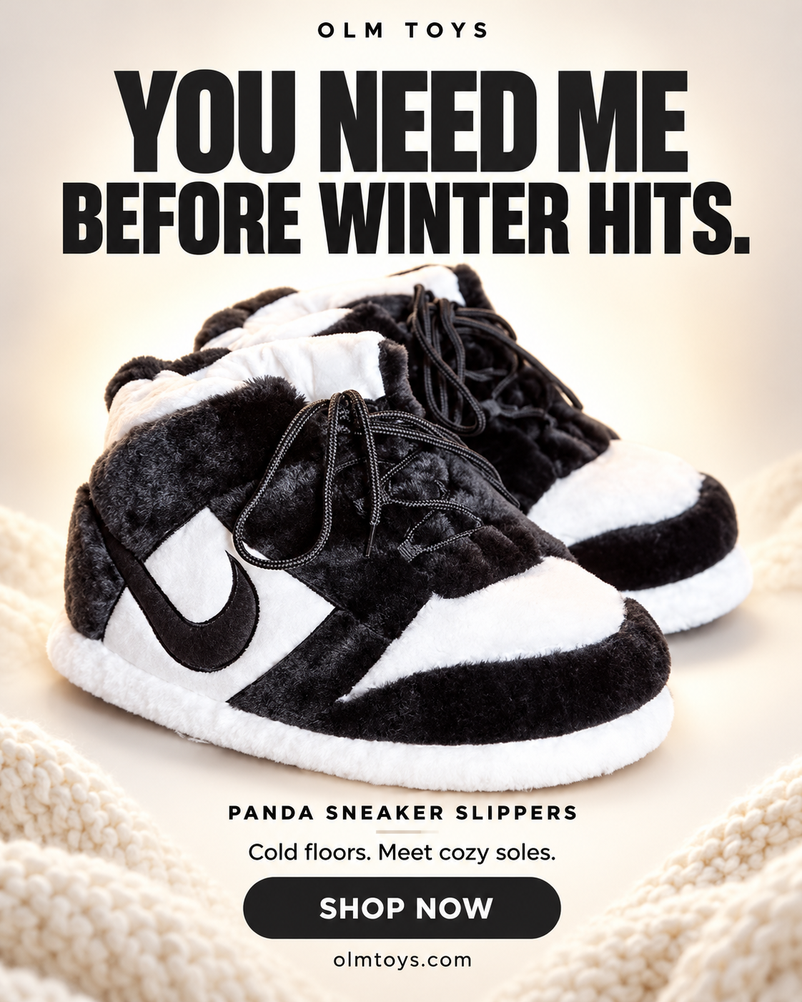 panda sneaker slippers - winter static ad