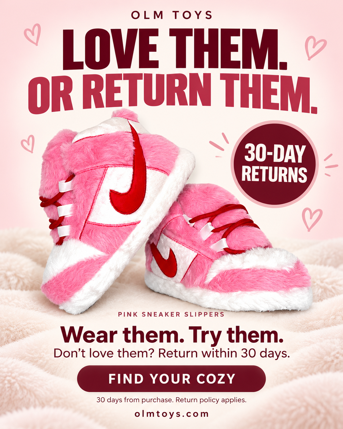 Pink Sneaker Slippers - returns static ad
