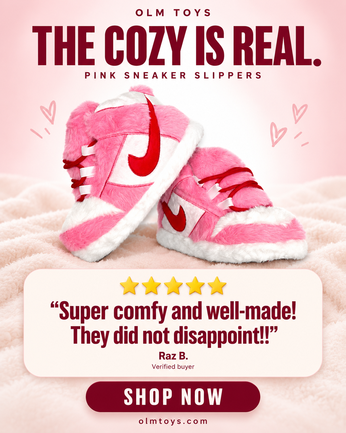 Pink Sneaker Slippers - testimonial static ad