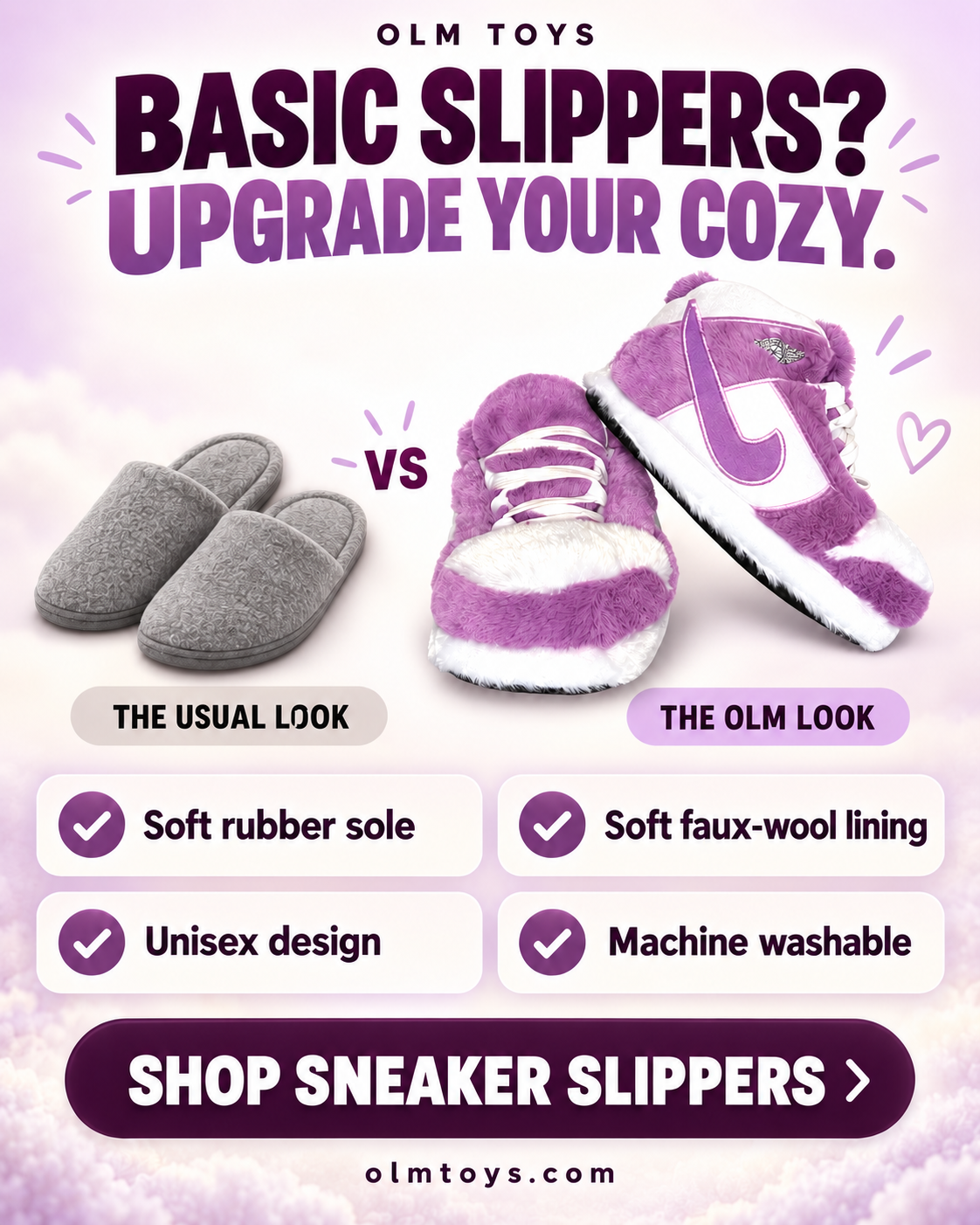 Purple Sneaker Slippers - comparison static ad